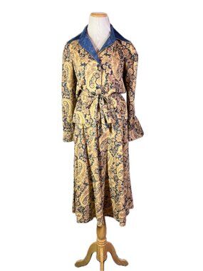 Vintage 1980s Albert Capraro Size 8 Skirt Top Set Paisley Blue